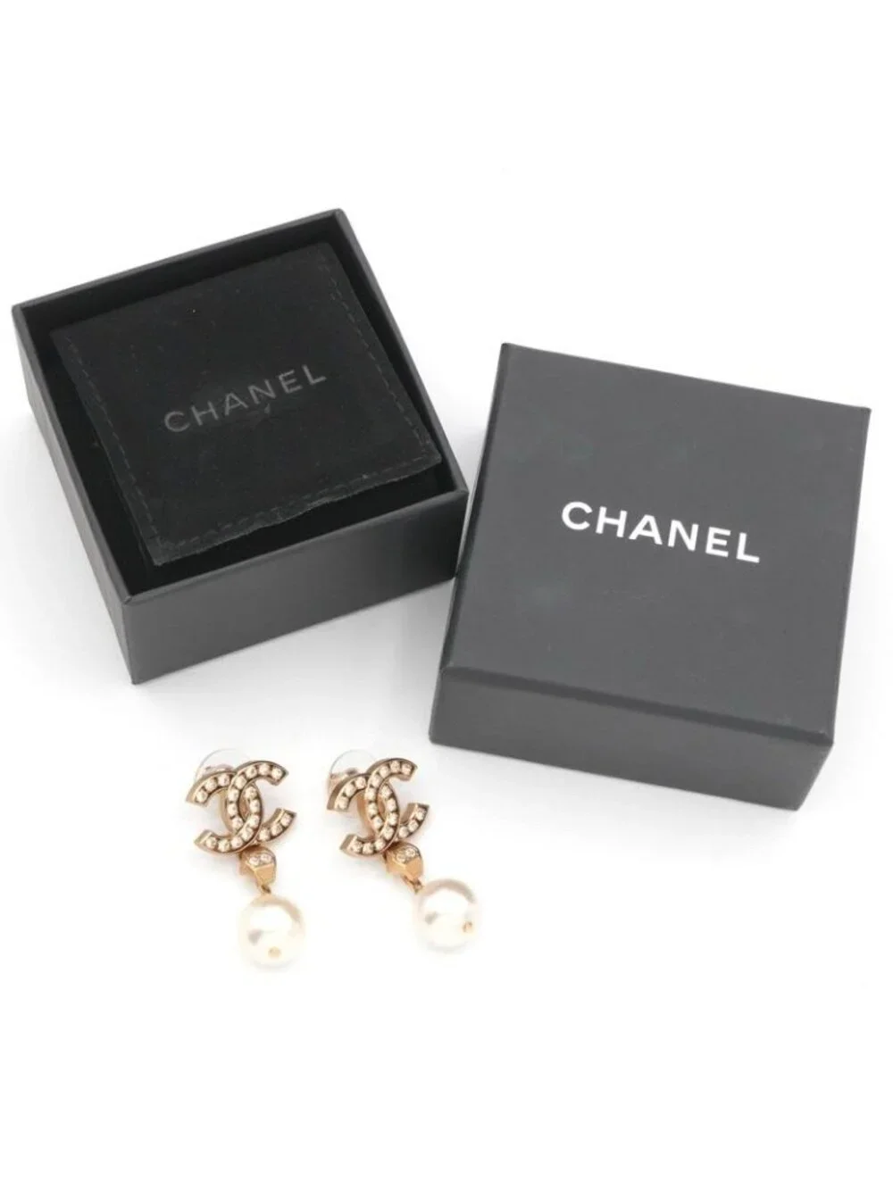 Chanel Earrings Gold Coco Mark Rhinestone